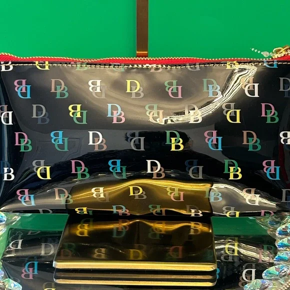 Dooney & Bourke Black Multicolor On the Go Cosmetic Bag Approx. 10 x 4 - Picture 7 of 7